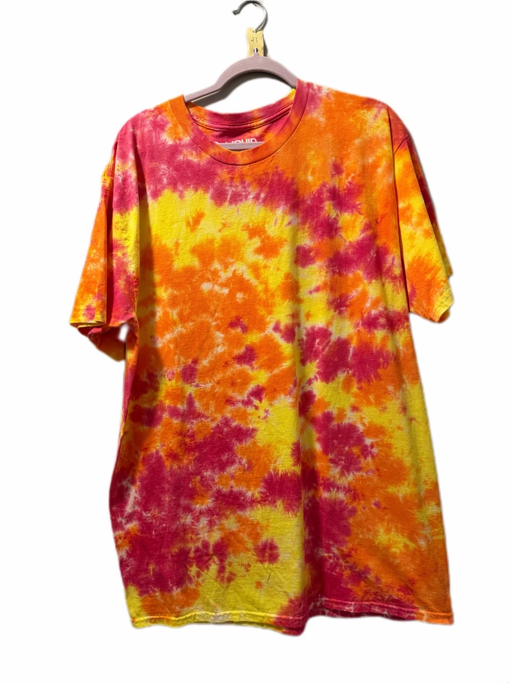 Liquid Blue Tie Dye Tee in Yellow Orange  Pink